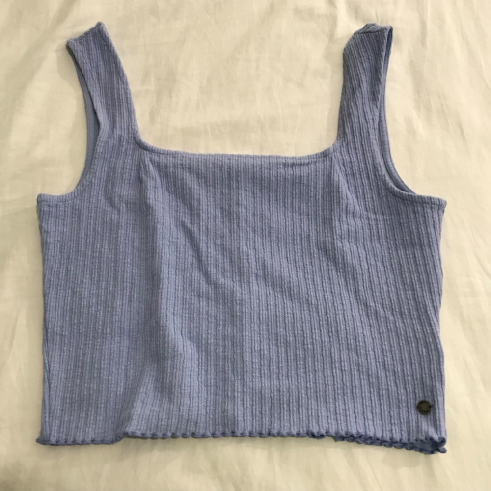 NWOT Roxy Purple Cotton Blend Rib Knit Tank Top L Cropped